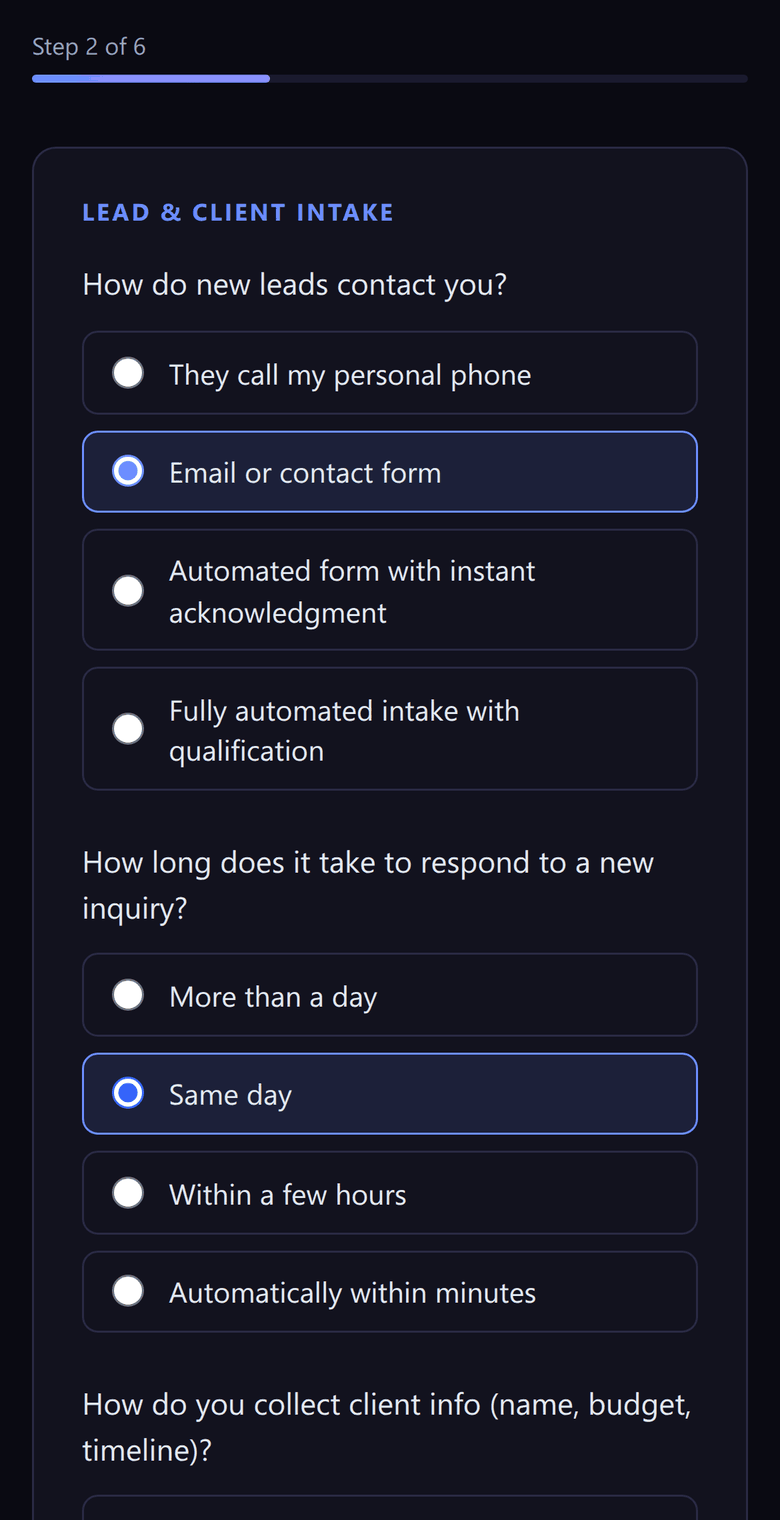 The same question step on a phone.